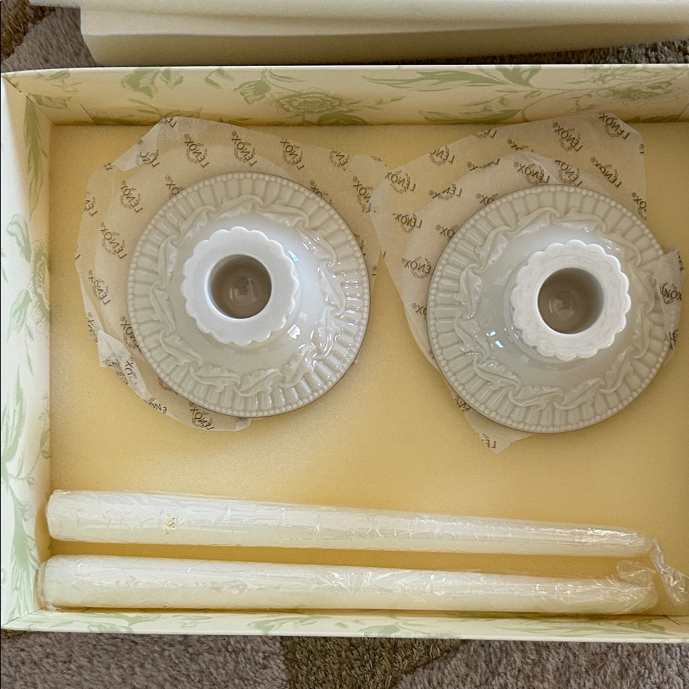 Lenox candle holders and candles